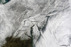 NASA-satellitfoto af snestormen i USA
