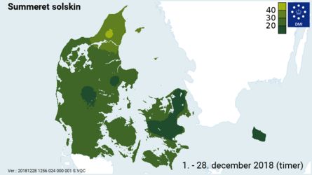 Fordelingen af denne decembers solskinstimer