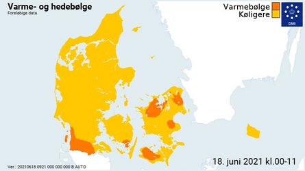 Varme- og hedebølge 18. juni 2021