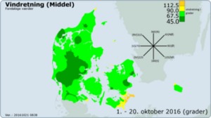 Landskort med vindretning