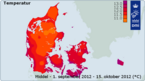 Temperaturen fra den 1. september til den 15. oktober 2012.