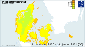 Temperaturen den første halvdel af vinteren