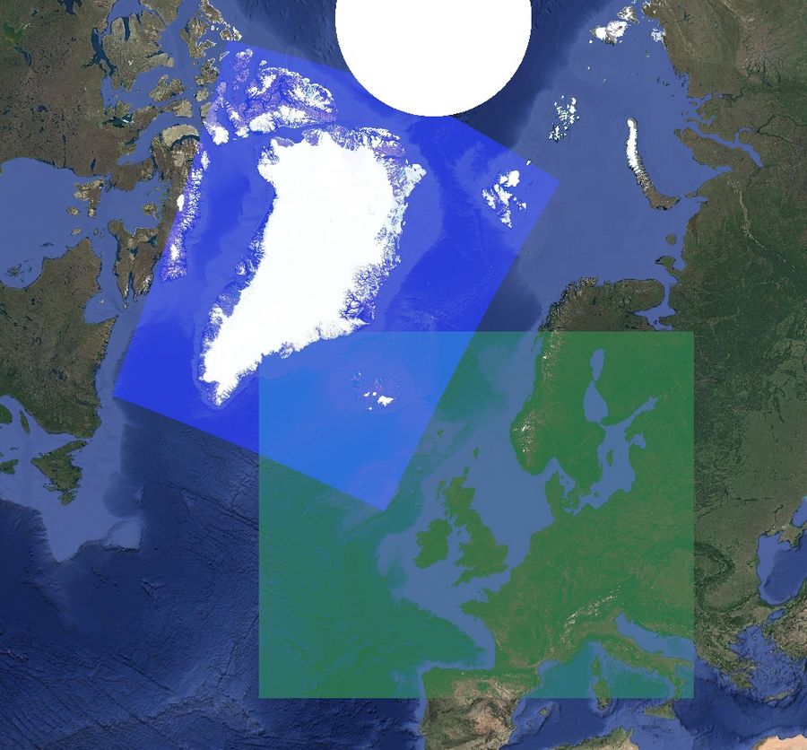 HARMONIE model areas: IG covers Iceland/Greenland and DINI covers Northwestern Europe