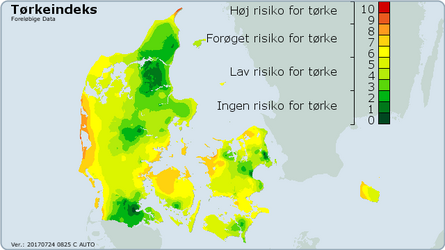 Tørkeindekset efter søndagens regnvejr