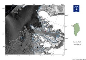 Satellitbillede af havisen ved Qaanaaq
