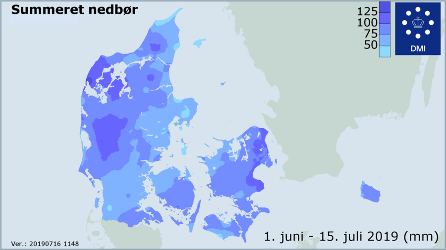 Summeret nedbør for den første halvdel af sommeren