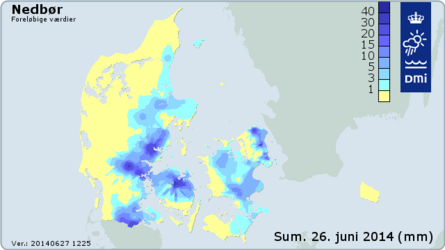 Nedbørsum den 26. juni 2014. 