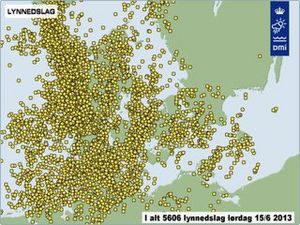 Kort med lynnedslag