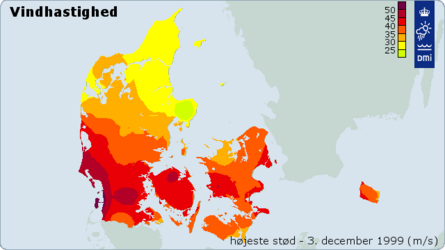 Kraftigste vindstød under decemberorkanen