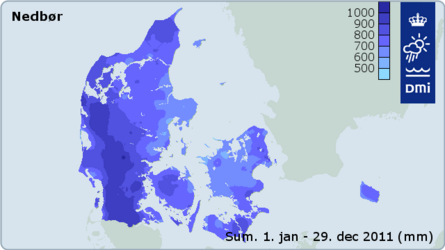 Nedbøren i Danmark i 2011. 