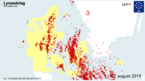 Antal lynnedslag den 27. august