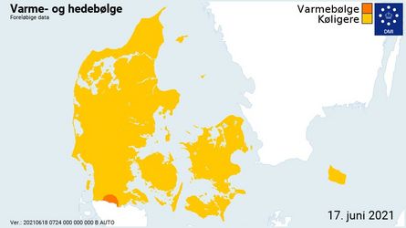 Varme- og hedebølge 17. juni 2021