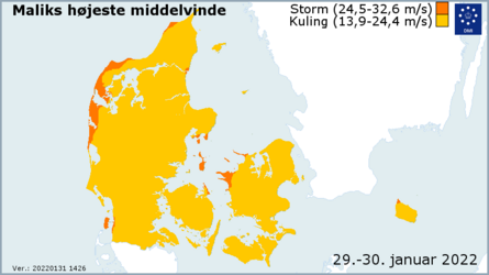 Kort over middelvinde af storm