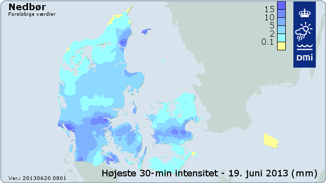 Kort over nedbør i landet Kort over nedbør i landet
