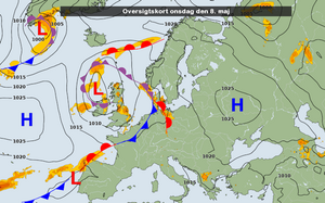 Vejrforholdene Danmark den 8. maj 2013.