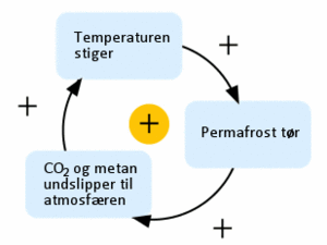 Illustration af positiv tilbagekobling