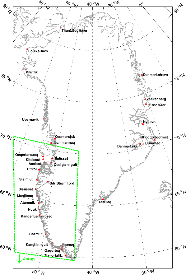 Målestationer i Grønland
