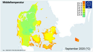 Middeltemperatur september 2020