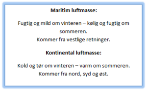 Maritim og kontinental luftmasse