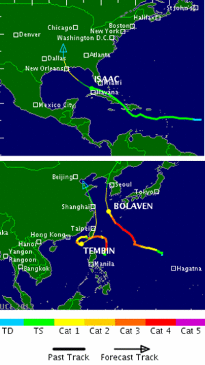 Kort over tropiske orkaner