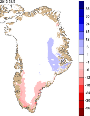Indlandsisen massebalance 21. maj 2013