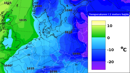Temperaturer over Danmark