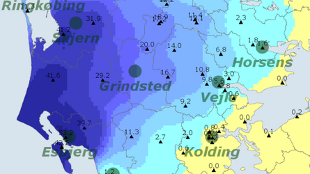 Nedbørsum Vestjylland