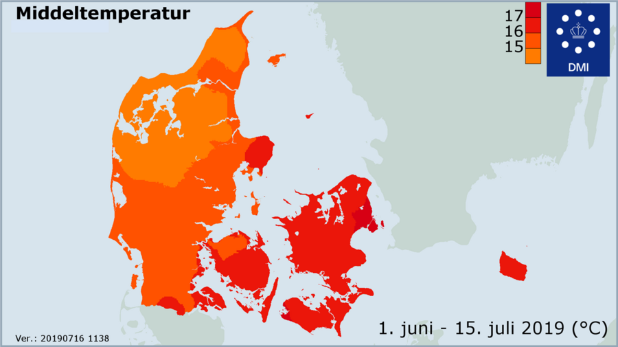 Middeltemperaturen for den halve sommer