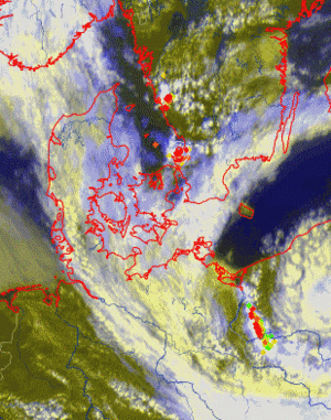 Satellitfilm med lynnedslag