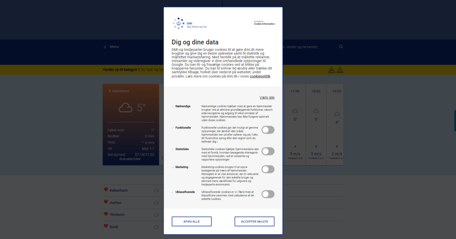 Ny samtykkeboks på dmi.dk