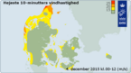 Højeste 10 minutters vindhastighed Højeste 10 minutters vindhastighed