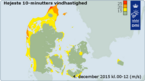 Højeste 10 minutters vindhastighed