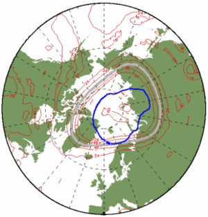 Beliggenhed af polar hvirvelstrøm