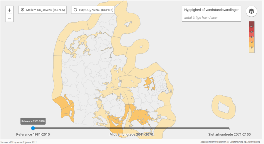 Klimaatlas overskridelse af varslingsniveau