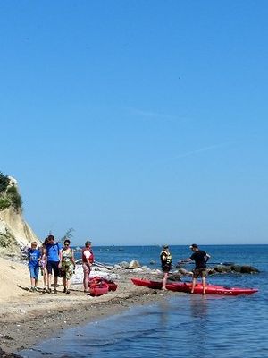 Kajakroere ved Møns Klint