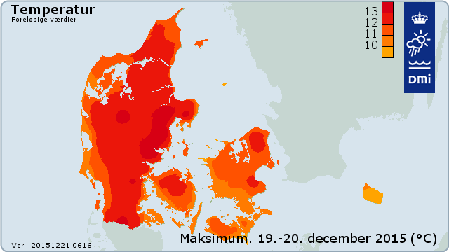 Maksimumtemperatur 19-20. december Maksimumtemperatur 19-20. december