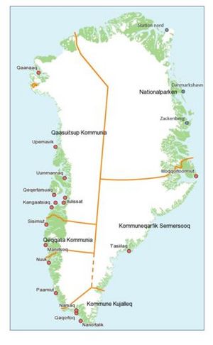 Billede af kommunerne i Grønland