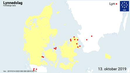 Søndagens lynnedslag