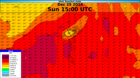 Prognosekort over Færøerne 25. december