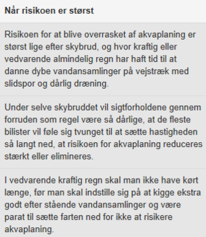 Når risikoen er størst for akvaplaning