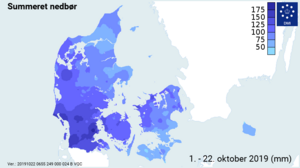 Figur af nedbør over Danmark