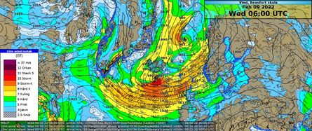 Prognosekort den 9. februar