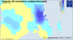 Grafik over skybruddet 17. september