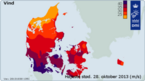 Vindstød fra Allan; den regionale kategori 4-begivenhed 28. oktober 2013.