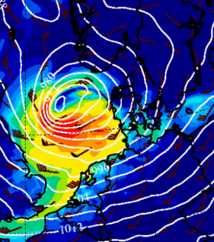 Radarbillede henover Danmark viser middelvind af stormstyrke