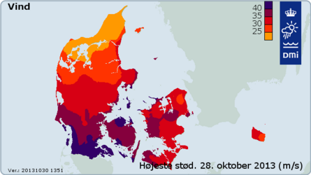 Vindstød 28. oktober 2013