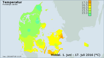 Temperaturkort over Danmark