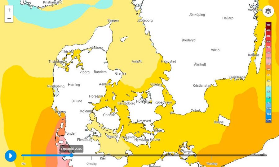 Eksempel på vandstandsprognose