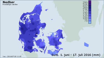 Nedbørskort over Danmark