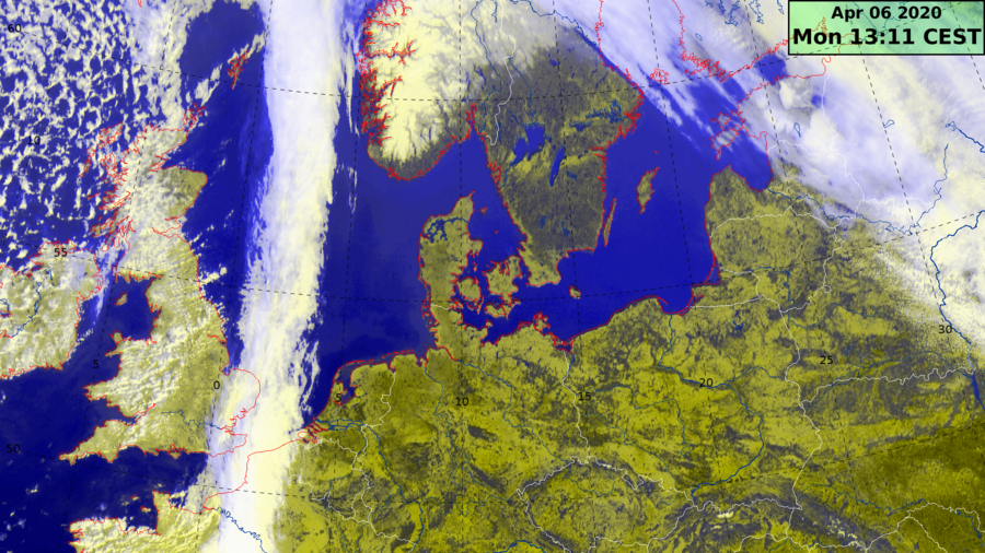 Satellitbillede af Danmark